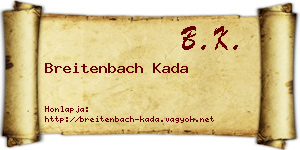 Breitenbach Kada névjegykártya